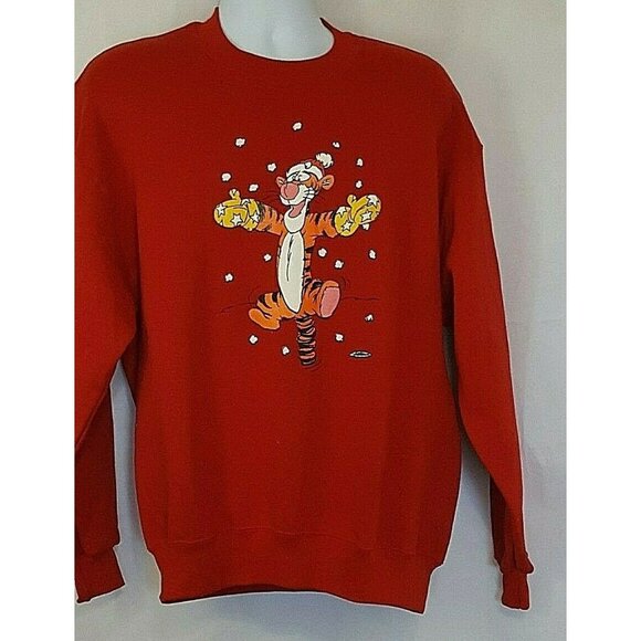 Jerzees Other - Vintage 90s Tigger Crew Neck Sweatshirt Large Christmas Big Logo Made In Usa Red